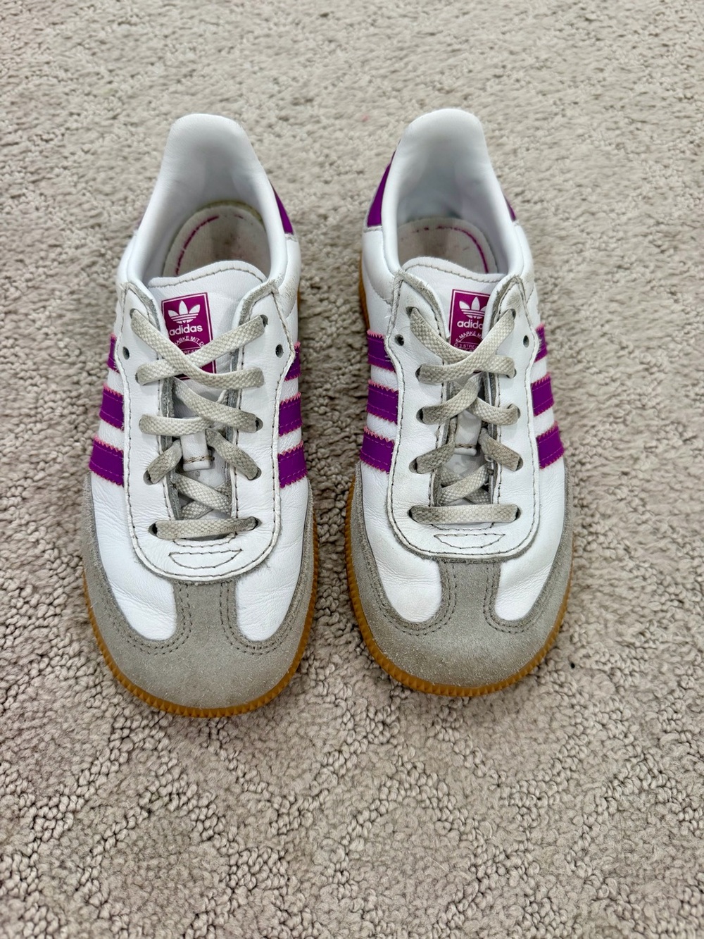 adidas Kids White & Purple Retro Court Sneakers
